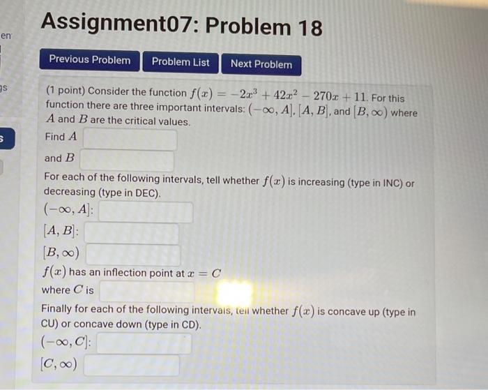 Solved ( 1 point) Consider the function | Chegg.com