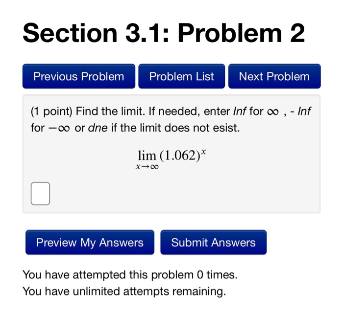 Solved Section 3.1: Problem 2 Previous Problem Problem List | Chegg.com