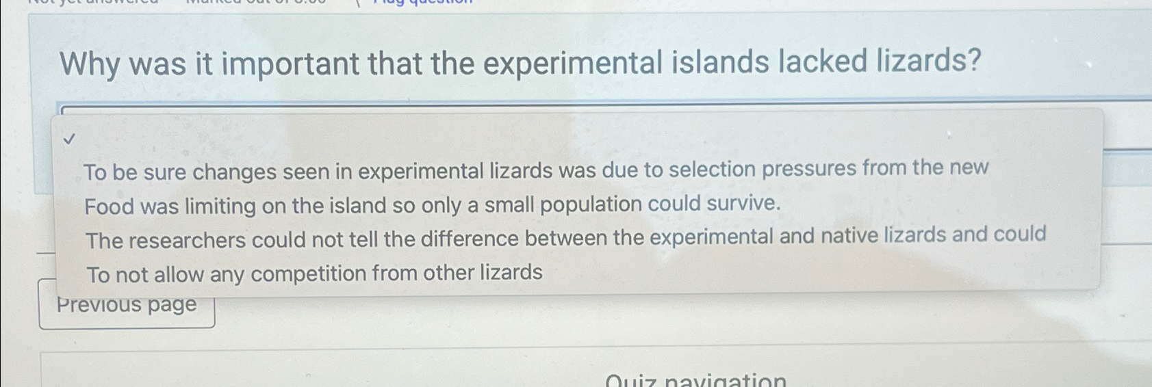 experimental islands lacked lizards