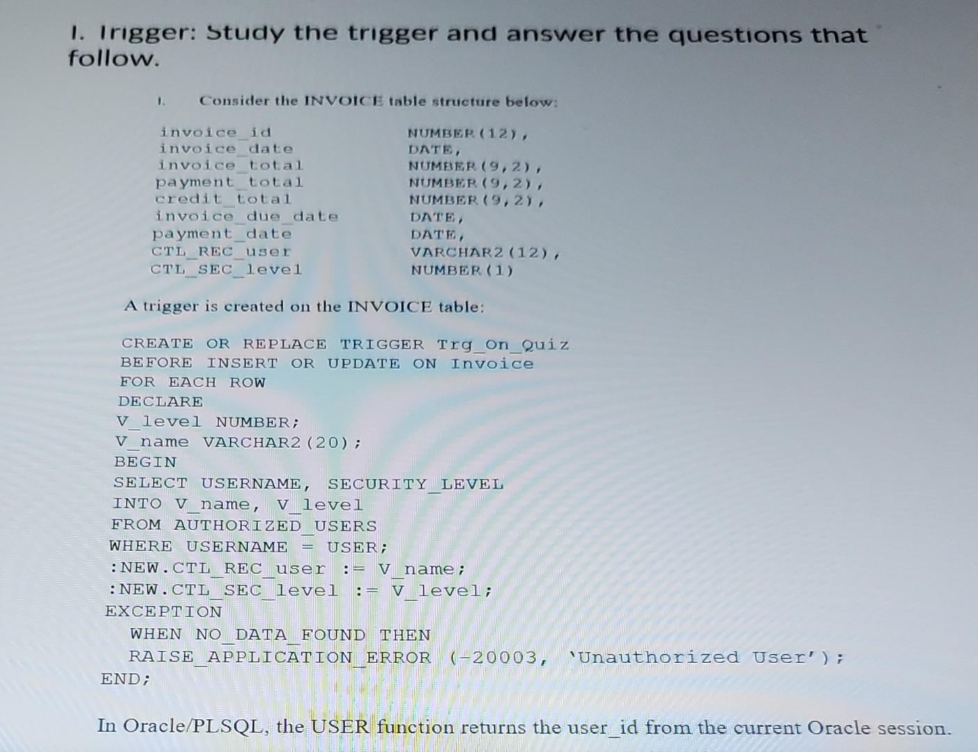 Solved 1. Trigger: Study the trigger and answer the | Chegg.com