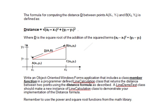 Solved The formula for computing the distance D between | Chegg.com