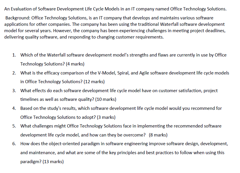 Solved An Evaluation of Software Development Life Cycle | Chegg.com