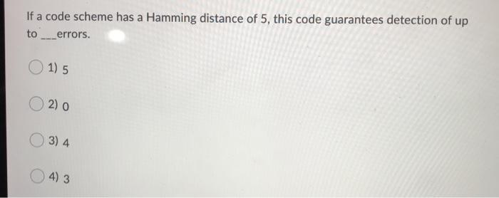 Solved If a code scheme has a Hamming distance of 5, this | Chegg.com