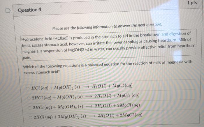Solved 1 pts Question 1 Please use the following information | Chegg.com