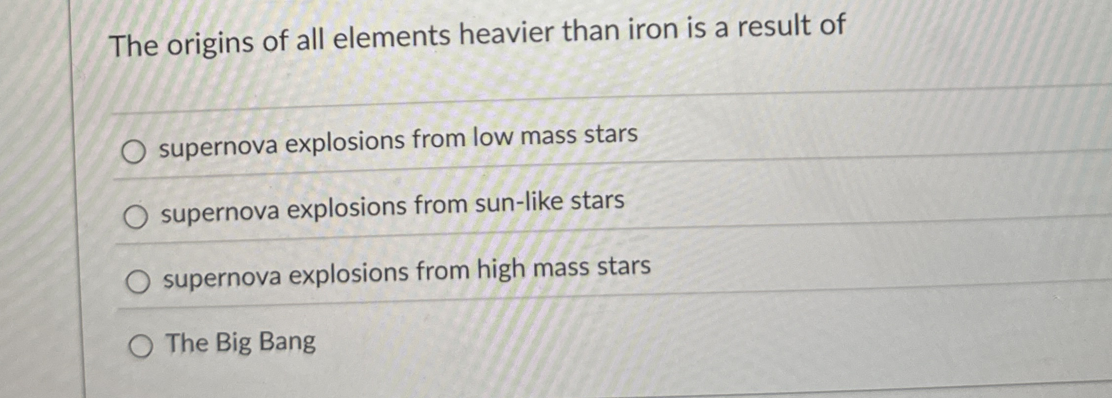 High Quality SOLUTION The origins of all elements heavier than iron is ...