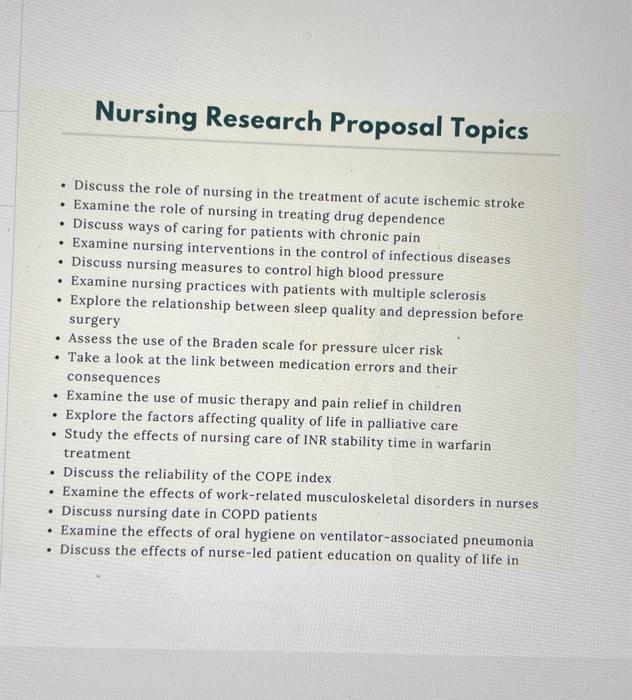 topics for research proposal in nursing