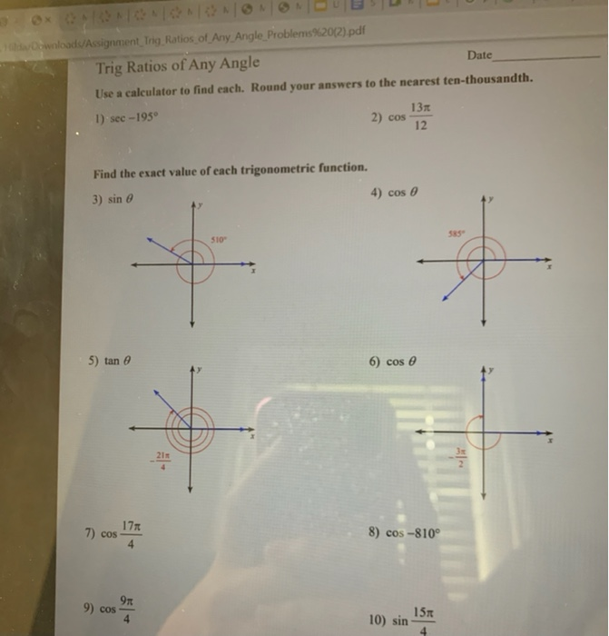 ds/Assignment Trig Ratios of | Chegg.com