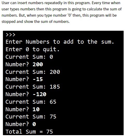 Solved User can insert numbers repeatedly in this program. | Chegg.com