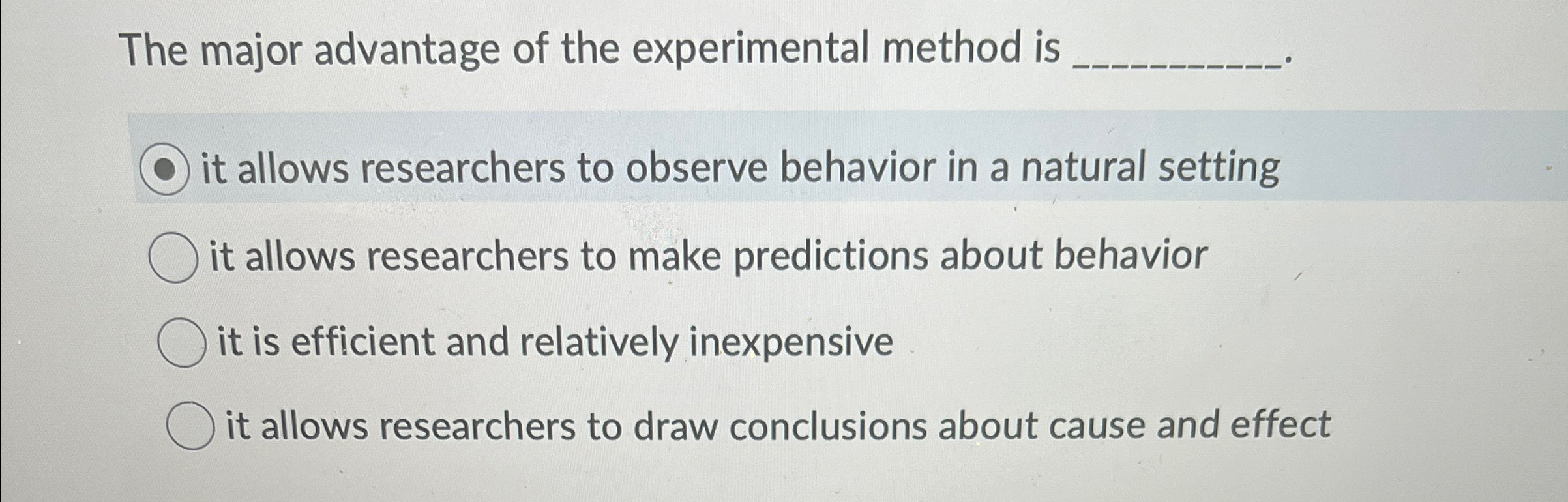 main advantage associated with the experimental method is