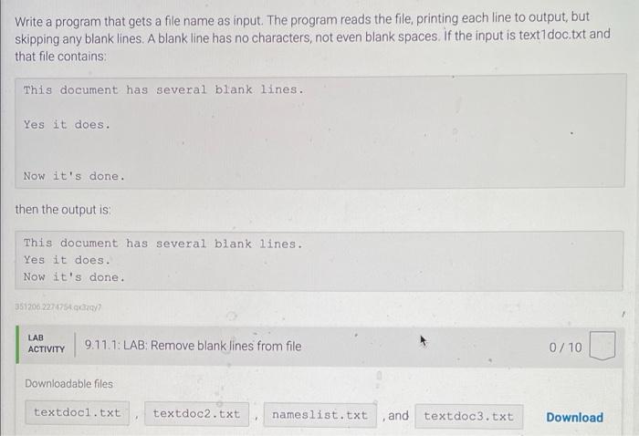 Solved Write a program that gets a file name as input. The | Chegg.com