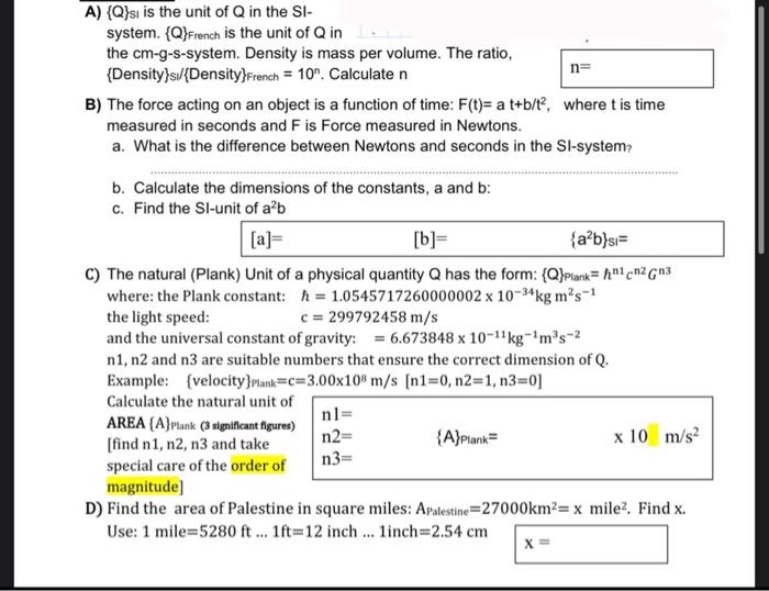 Solved A) {Q}s, is the unit of Q in the SI- system. | Chegg.com
