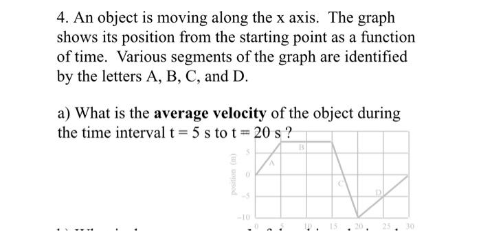 Solved 4. An object is moving along the x axis. The graph | Chegg.com