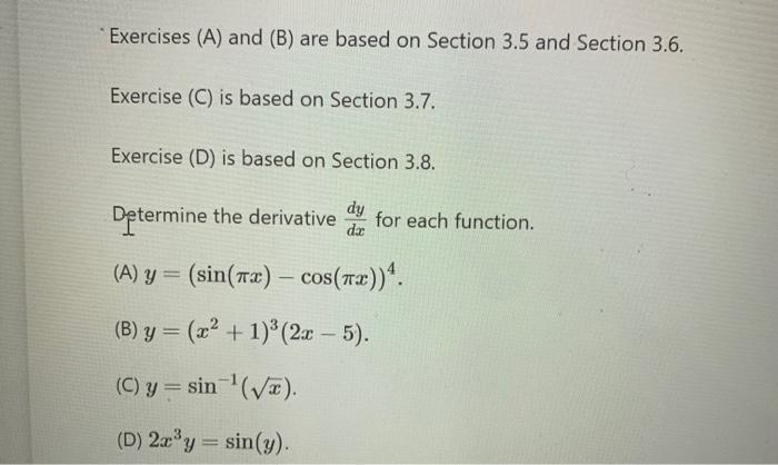 Solved Exercises (A) And (B) Are Based On Section 3.5 And | Chegg.com