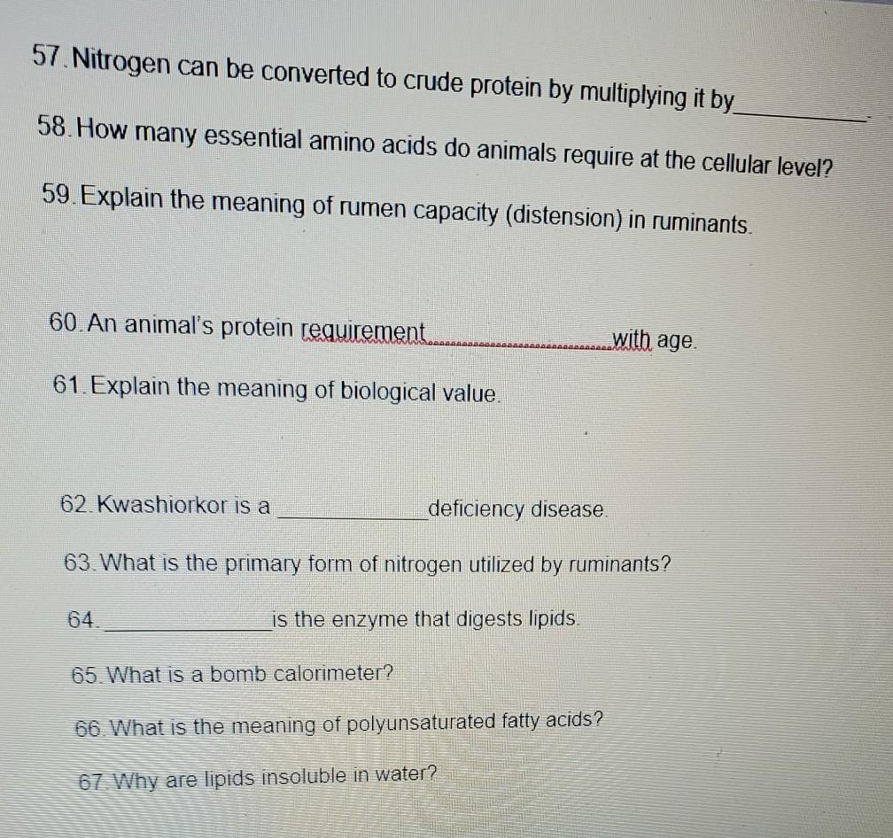Solved 57 Nitrogen Can Be Converted To Crude Protein By Chegg Com