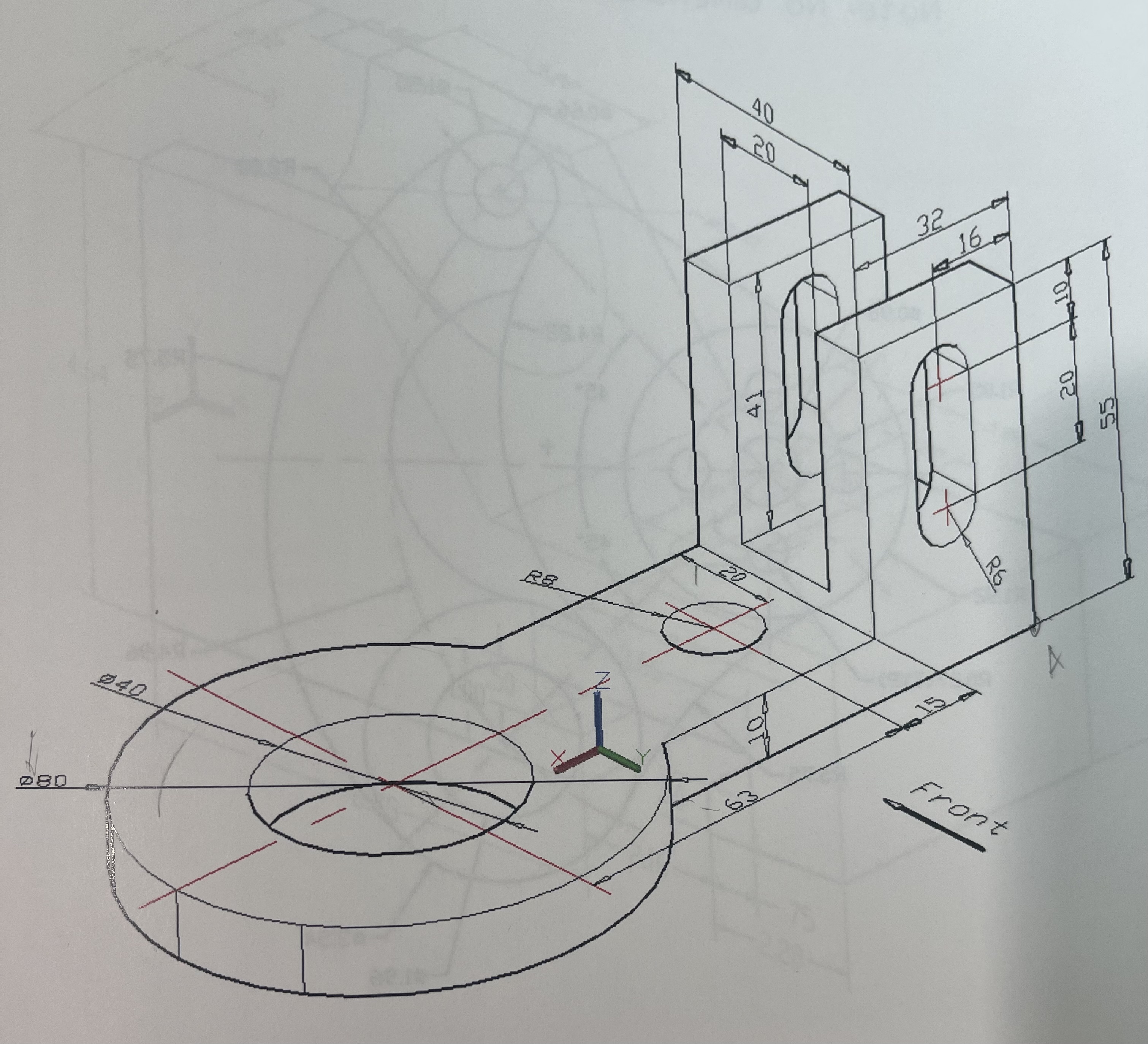 Solved orthographic sketch: front, top and right side view | Chegg.com