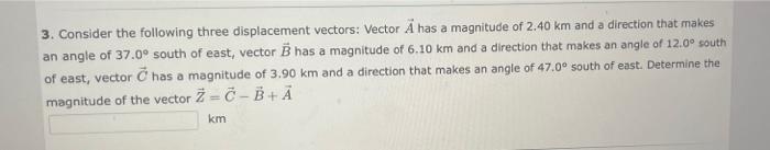 Solved 3. Consider the following three displacement vectors: | Chegg.com