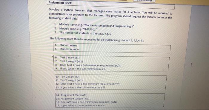 Solved Assignment Brief Develop a Python Program that | Chegg.com