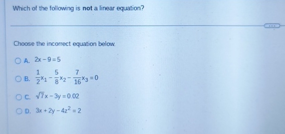 Solved Which of the following is not a linear | Chegg.com