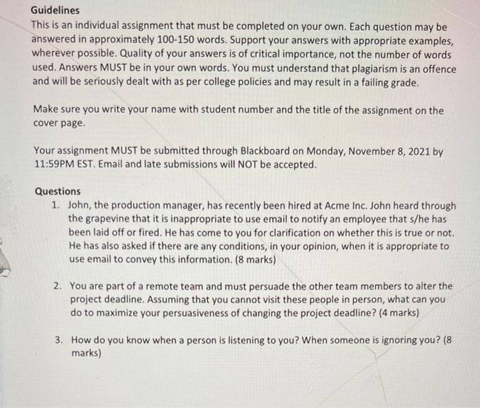 Solved Guidelines This is an individual assignment that must | Chegg.com