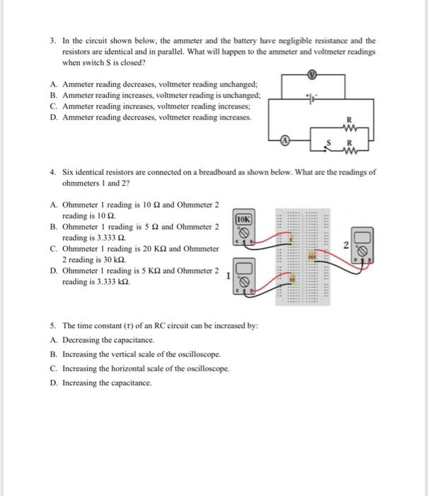 Solved 3. In the circuit shown below, the ammeter and the | Chegg.com