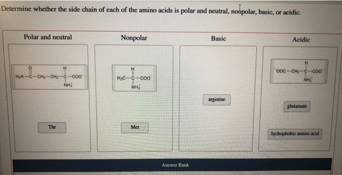 Solved Determine whether the side chain of each of the amino | Chegg.com