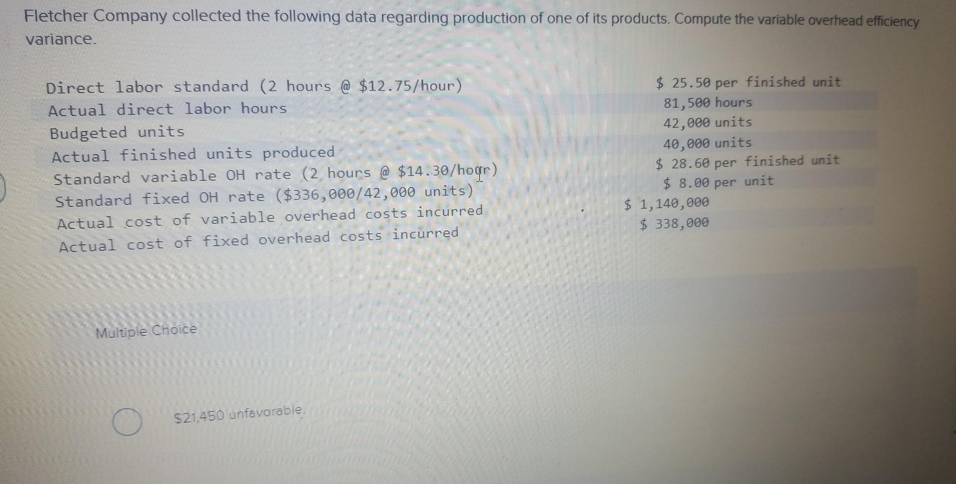 Solved Fletcher Company collected the following data