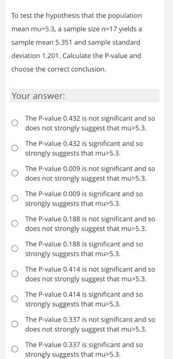 hypothesis of sample mean