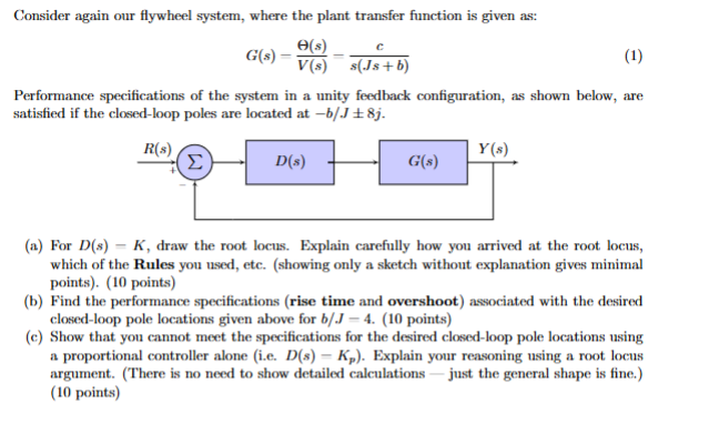 Speed/transfer Math Flywheel Solved Consider again our flywheel system, where the plant | Chegg.com