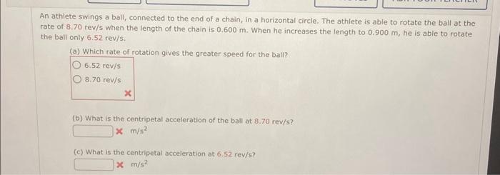 Solved athlete swings a ball, connected to the end of a | Chegg.com