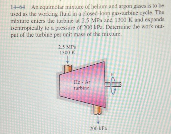 14 64 An Equimolar Mixture Of Helium And Argon Gases