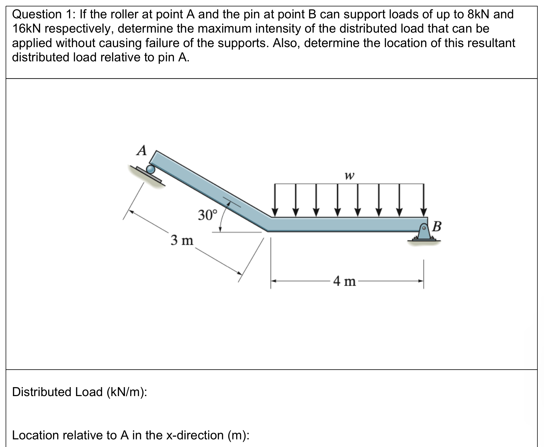 Question 1: If the roller at point A and the pin at | Chegg.com