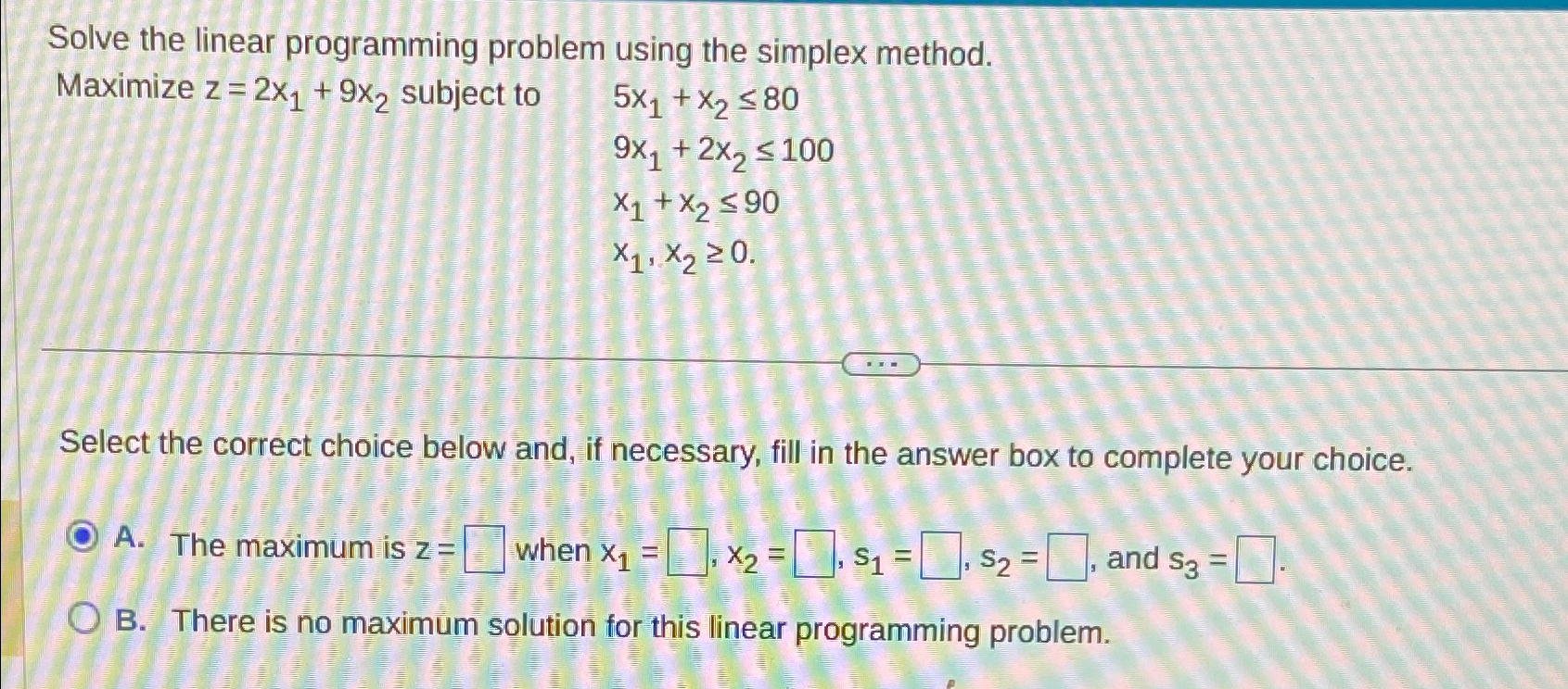 Solved Solve the linear programming problem using the | Chegg.com