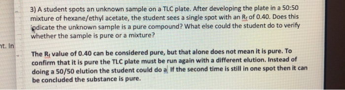 Solved 3) A student spots an unknown sample on a TLC plate. | Chegg.com