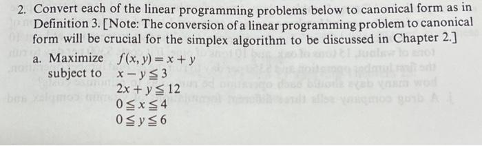 2. Convert each of the linear programming problems | Chegg.com