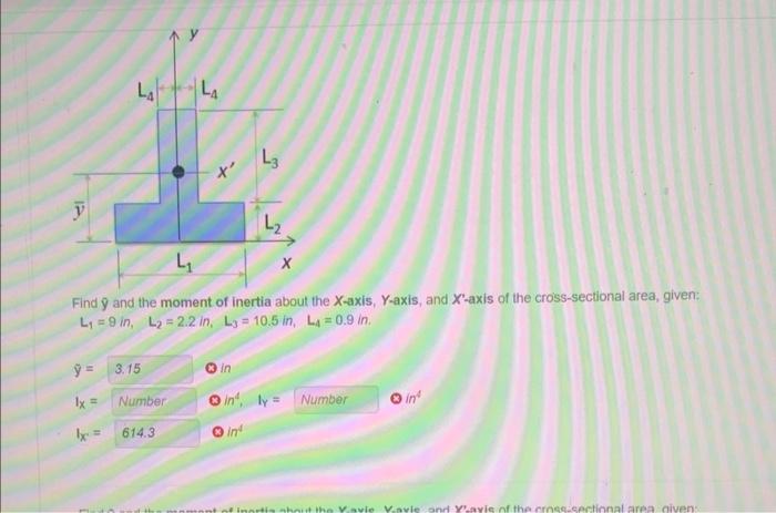 [Solved]: Find ( y ) and the moment of inertia about the