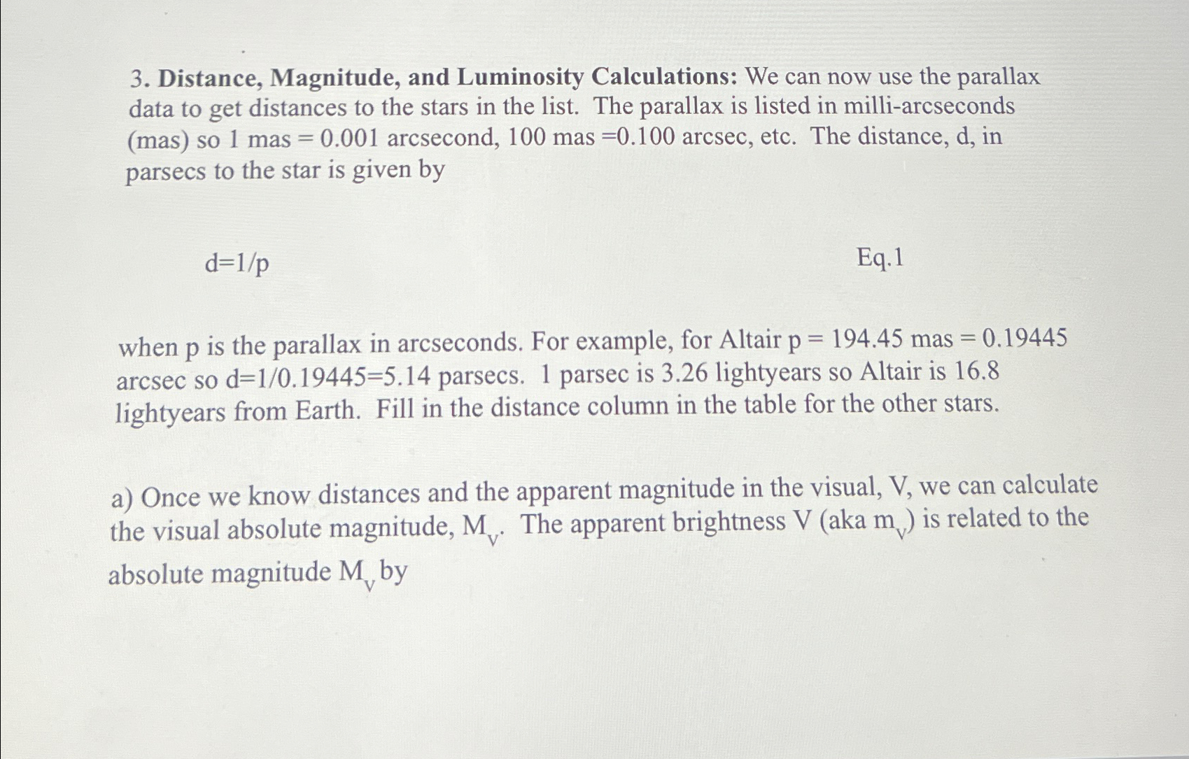 Distance, Magnitude, and Luminosity Calculations: We | Chegg.com
