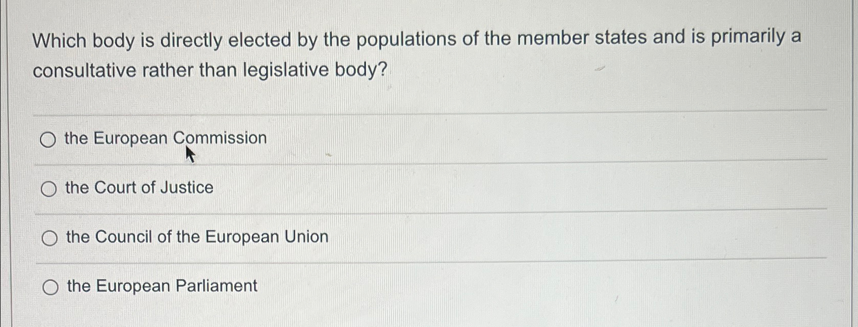 Solved Which body is directly elected by the populations of | Chegg.com