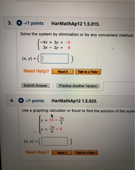 Solved 3 1 Points Harmathap 12 1 5 015 Solve The Chegg Com