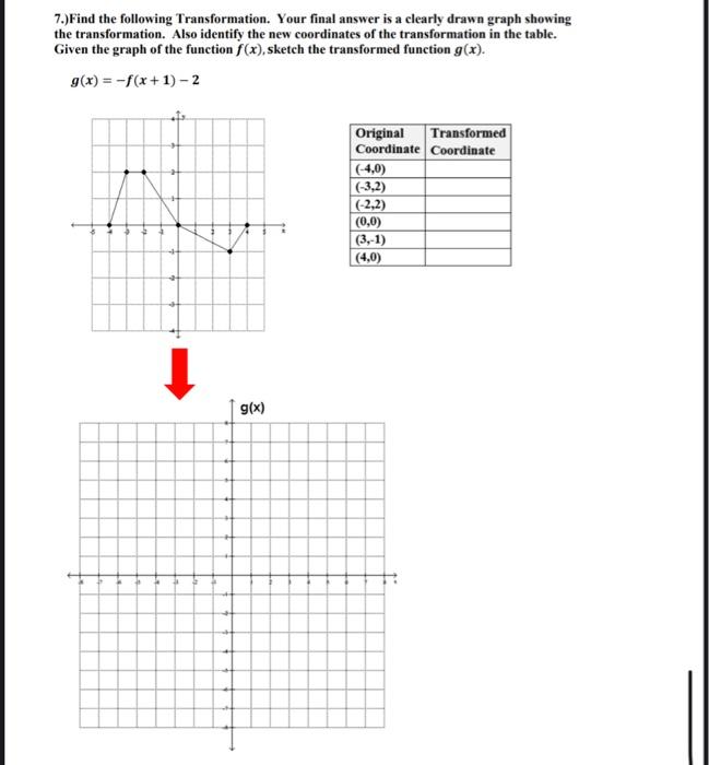 Solved 7.) Find the following Transformation. Your final | Chegg.com