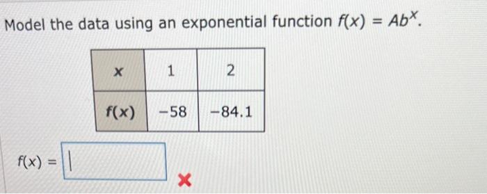 Solved Model the data using an exponential function | Chegg.com
