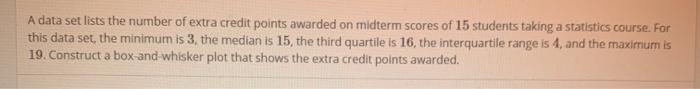 Solved A data set lists the number of extra credit points | Chegg.com