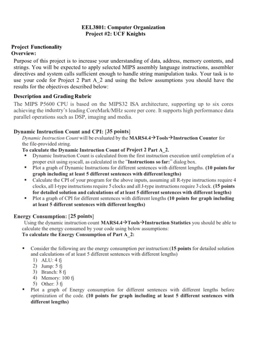 EEL3801 Computer Organization Project 2 UCF