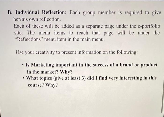 Solved B. Individual Reflection: Each group member is | Chegg.com
