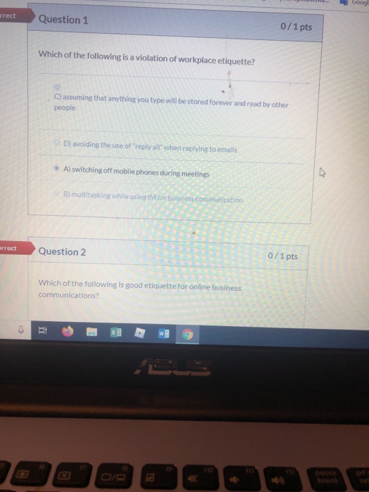 Solved ect Question 1 0/1 pts Which of the following is a | Chegg.com