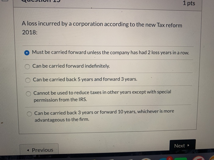 A Loss Incurred By A Corporation