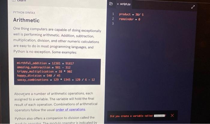 Solved L Learn x script.py PYTHON SYNTAX 1 product - 38/ 5 | Chegg.com