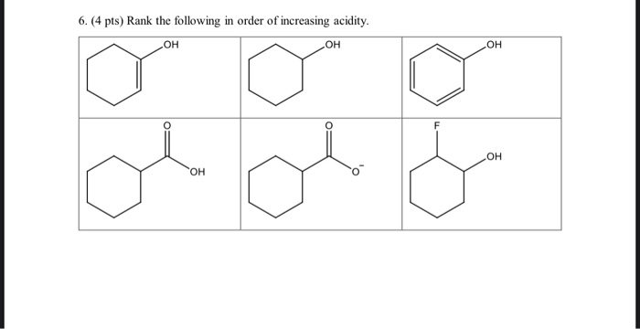Solved 6. (4 pts) Rank the following in order of increasing | Chegg.com