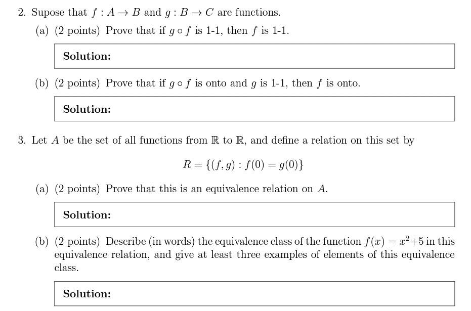 Solved (b) (2 Points) Prove That If G∘f Is Onto And G Is | Chegg.com