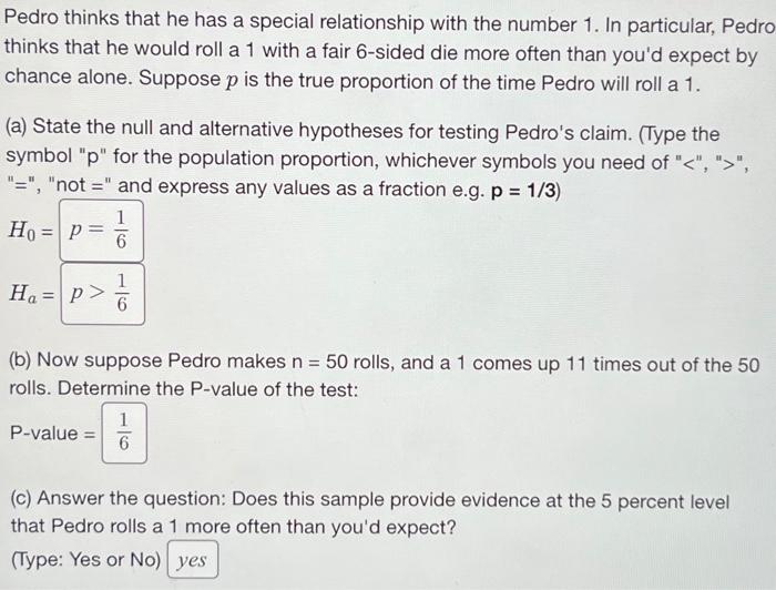 Solved Pedro thinks that he has a special relationship with | Chegg.com
