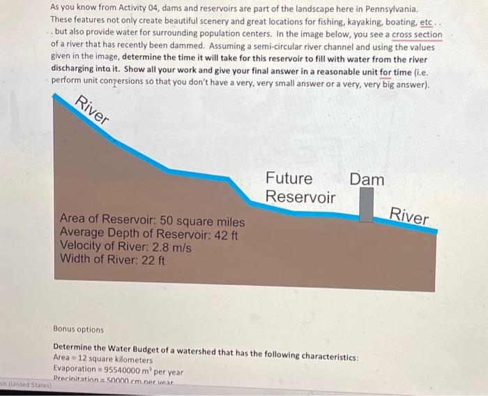 Solved As You Know From Activity 04, Dams And Reservoirs Are | Chegg.com